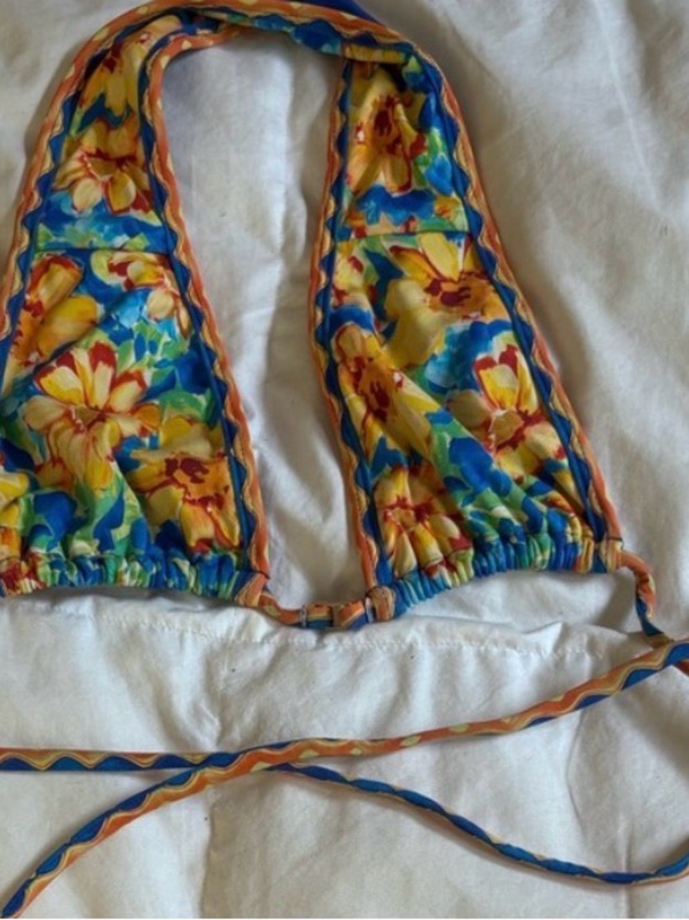 Bydlee Floral Blue & Yellow Halter Bikini Top
